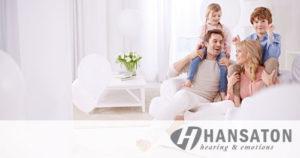 Hanston Logo and picture of young family